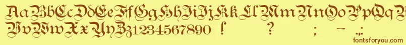 TeutonicNo1Demibold-Schriftart – Braune Schriften auf gelbem Hintergrund