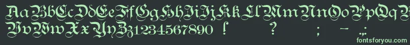 TeutonicNo1Demibold-fontti – vihreät fontit mustalla taustalla