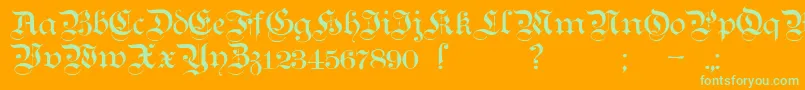 Шрифт TeutonicNo1Demibold – зелёные шрифты на оранжевом фоне