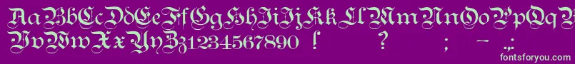 フォントTeutonicNo1Demibold – 紫の背景に緑のフォント