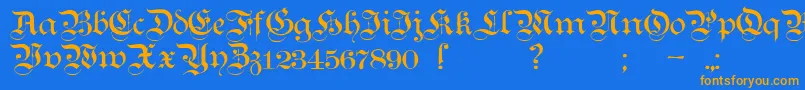 TeutonicNo1Demibold-fontti – oranssit fontit sinisellä taustalla