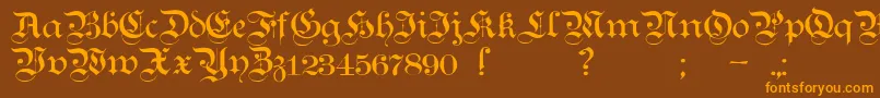 Czcionka TeutonicNo1Demibold – pomarańczowe czcionki na brązowym tle