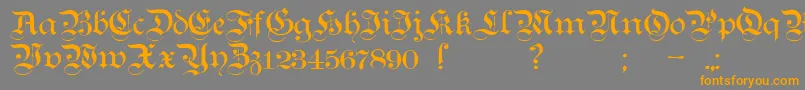 TeutonicNo1Demibold-fontti – oranssit fontit harmaalla taustalla
