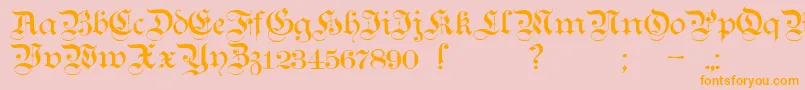 Weitere Informationen zur TeutonicNo1Demibold-Schriftart TeutonicNo1Demibold-Schriftart – Orangefarbene Schriften auf rosa Hintergrund