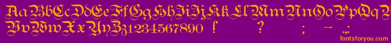 TeutonicNo1Demibold-fontti – oranssit fontit violetilla taustalla