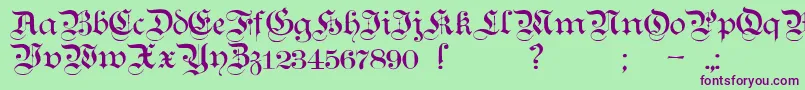 TeutonicNo1Demibold-fontti – violetit fontit vihreällä taustalla