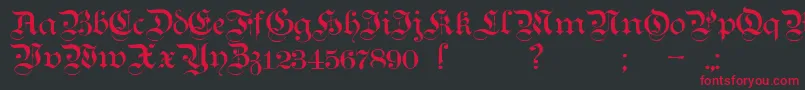 フォントTeutonicNo1Demibold – 黒い背景に赤い文字