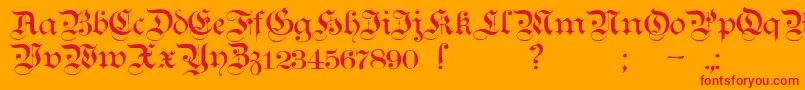 Czcionka TeutonicNo1Demibold – czerwone czcionki na pomarańczowym tle