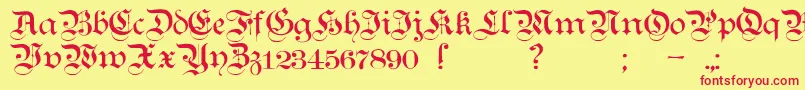 フォントTeutonicNo1Demibold – 赤い文字の黄色い背景