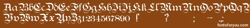 TeutonicNo1Demibold-Schriftart – Weiße Schriften auf braunem Hintergrund