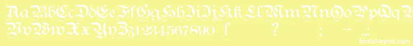 TeutonicNo1Demibold-fontti – valkoiset fontit keltaisella taustalla