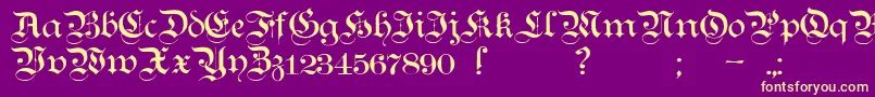 TeutonicNo1Demibold-Schriftart – Gelbe Schriften auf violettem Hintergrund
