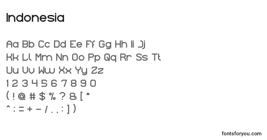 Шрифт Indonesia – алфавит, цифры, специальные символы