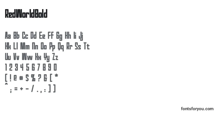 A fonte RedWorldBold – alfabeto, números, caracteres especiais