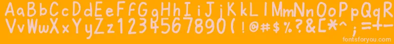 Felt-Schriftart – Rosa Schriften auf orangefarbenem Hintergrund