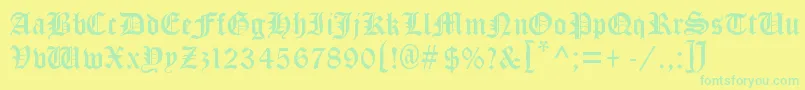 CloisterBlackLight Font – Green Fonts on Yellow Background