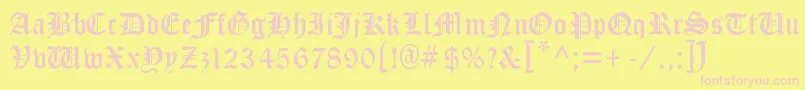 CloisterBlackLight-fontti – vaaleanpunaiset fontit keltaisella taustalla