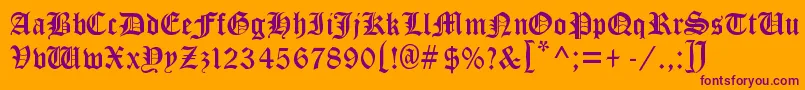 CloisterBlackLight Font – Purple Fonts on Orange Background