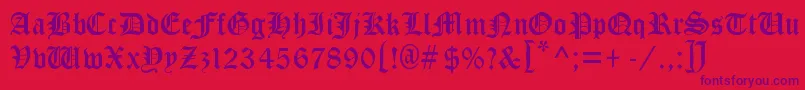 CloisterBlackLight Font – Purple Fonts on Red Background