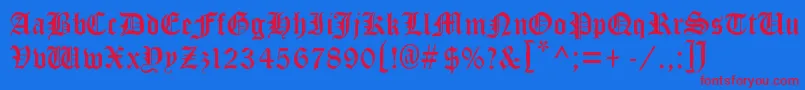 CloisterBlackLight Font – Red Fonts on Blue Background