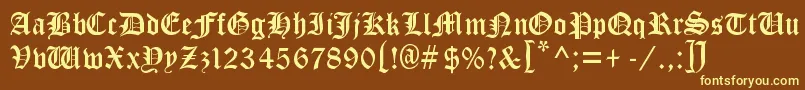 CloisterBlackLight-fontti – keltaiset fontit ruskealla taustalla