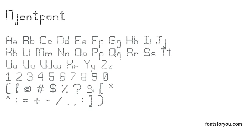Djentfont-fontti – aakkoset, numerot, erikoismerkit