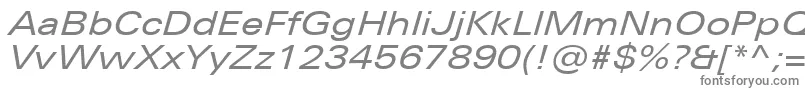 フォントUniversNextProExtendedItalic – 白い背景に灰色の文字