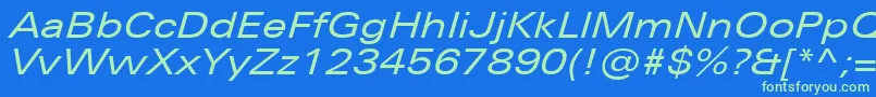UniversNextProExtendedItalic Font – Green Fonts on Blue Background