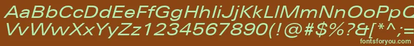 Fonte UniversNextProExtendedItalic – fontes verdes em um fundo marrom