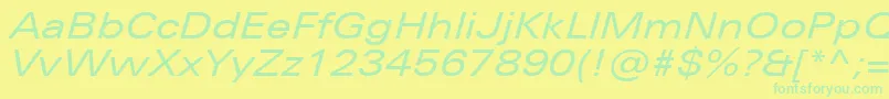 UniversNextProExtendedItalic Font – Green Fonts on Yellow Background