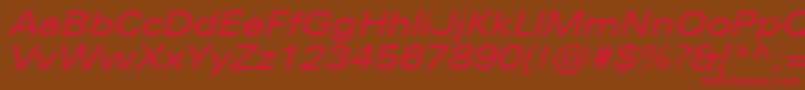 UniversNextProExtendedItalic-Schriftart – Rote Schriften auf braunem Hintergrund