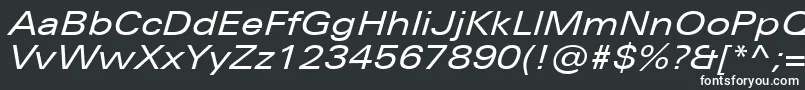 フォントUniversNextProExtendedItalic – 黒い背景に白い文字