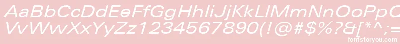 UniversNextProExtendedItalic-Schriftart – Weiße Schriften auf rosa Hintergrund