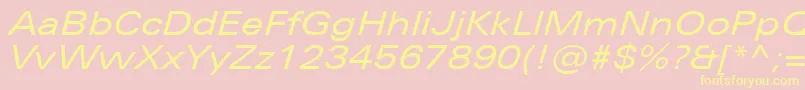 UniversNextProExtendedItalic-Schriftart – Gelbe Schriften auf rosa Hintergrund