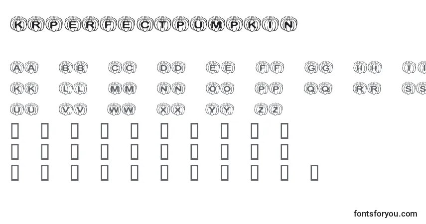 Czcionka KrPerfectPumpkin – alfabet, cyfry, specjalne znaki