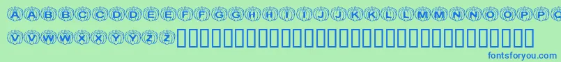 Подробнее о шрифте KrPerfectPumpkin Шрифт KrPerfectPumpkin – синие шрифты на зелёном фоне