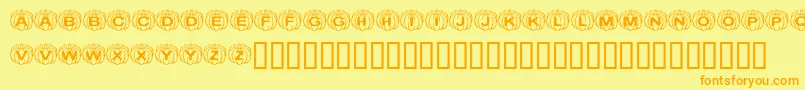 KrPerfectPumpkin-Schriftart – Orangefarbene Schriften auf gelbem Hintergrund