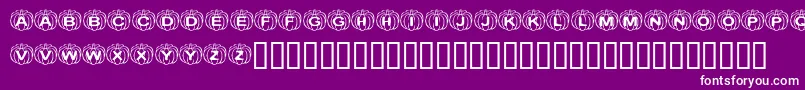 Saiba mais sobre a fonte KrPerfectPumpkin Fonte KrPerfectPumpkin – fontes brancas em um fundo violeta