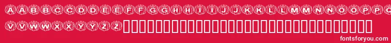 Fonte KrPerfectPumpkin – fontes brancas em um fundo vermelho
