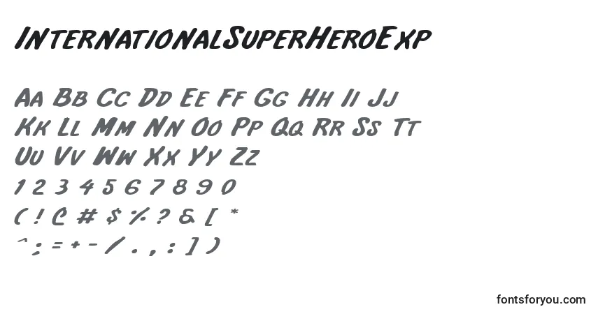 InternationalSuperHeroExp Font – alphabet, numbers, special characters