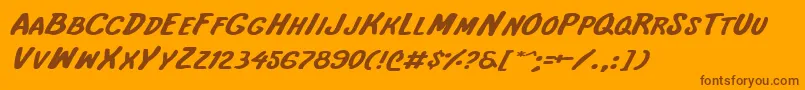 InternationalSuperHeroExp Font – Brown Fonts on Orange Background
