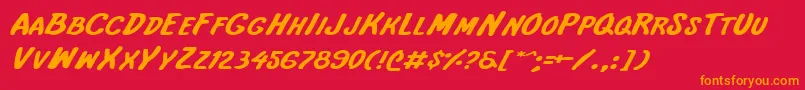 InternationalSuperHeroExp Font – Orange Fonts on Red Background