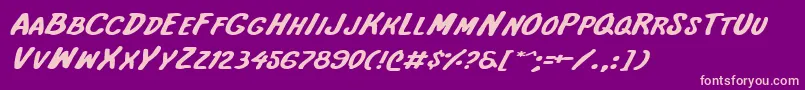 InternationalSuperHeroExp Font – Pink Fonts on Purple Background