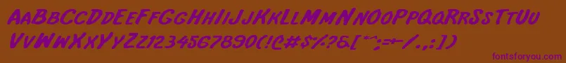 InternationalSuperHeroExp Font – Purple Fonts on Brown Background