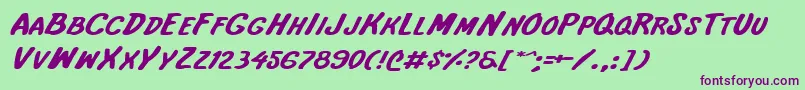 InternationalSuperHeroExp Font – Purple Fonts on Green Background