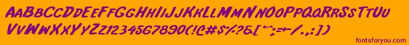 InternationalSuperHeroExp Font – Purple Fonts on Orange Background