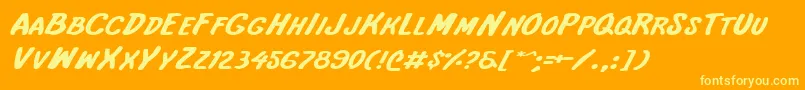 InternationalSuperHeroExp Font – Yellow Fonts on Orange Background