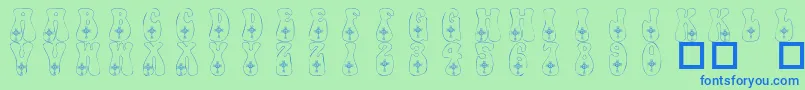 101CelticKnotDeco-fontti – siniset fontit vihreällä taustalla