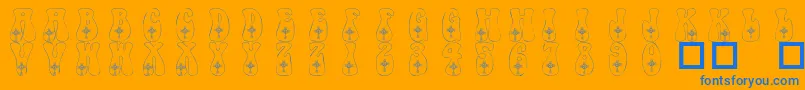 101CelticKnotDeco-Schriftart – Blaue Schriften auf orangefarbenem Hintergrund