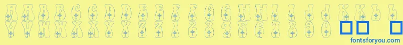 101CelticKnotDeco Font – Blue Fonts on Yellow Background